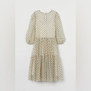 H&M Cream Polka Dot Mesh Dress Sz L